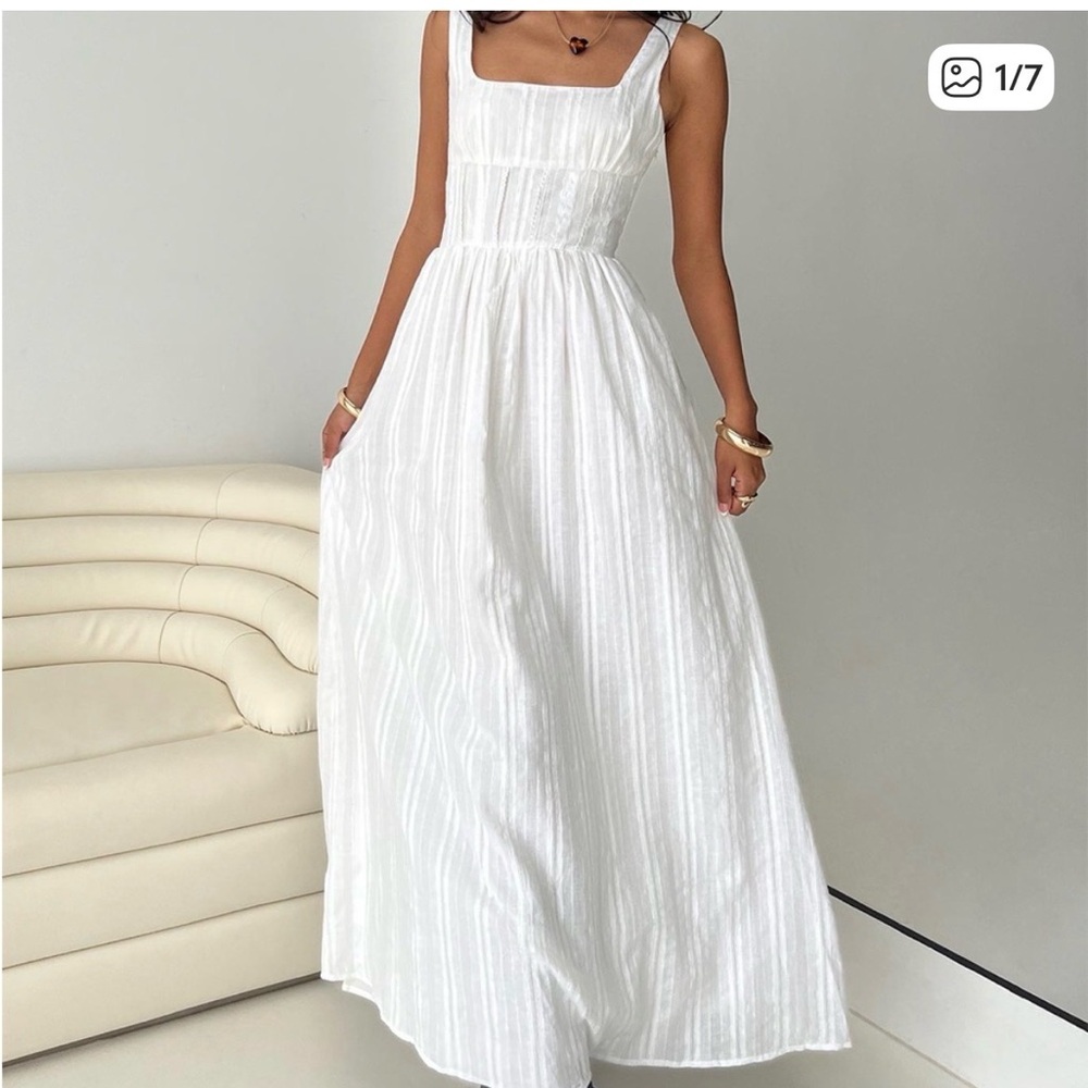 Princess Polly White Square-Neck Maxi Dress